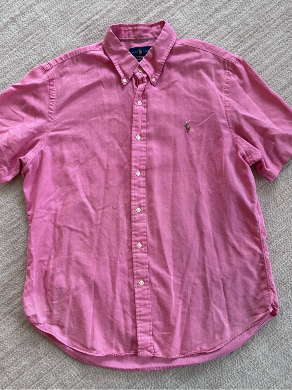 Ralph Lauren Button-Down Short Sleeve Shirt in Pink